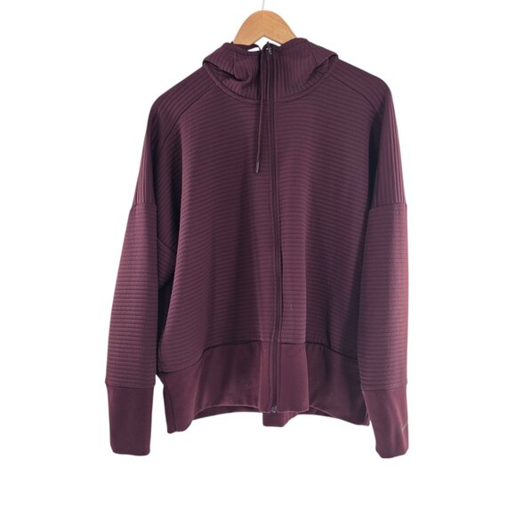 Nike Boxy Quilted Full-Zip Hoodie Medium Maroon - Picture 1 of 13